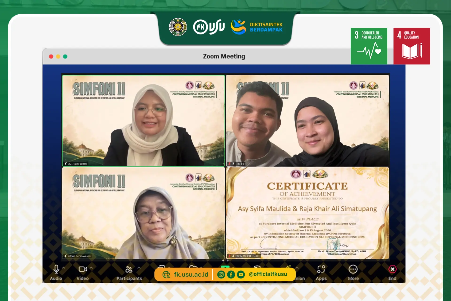Delegasi FK USU Torehkan Prestasi dengan Meraih Juara I SIMFONI II di Surabaya